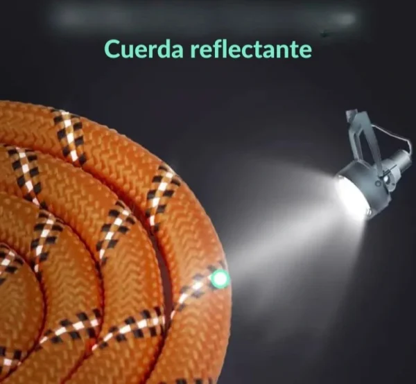 Cuerda reflectante para perros: seguridad en paseos nocturnos Cuerda para perros naranja con detalles reflectantes, iluminada por una luz