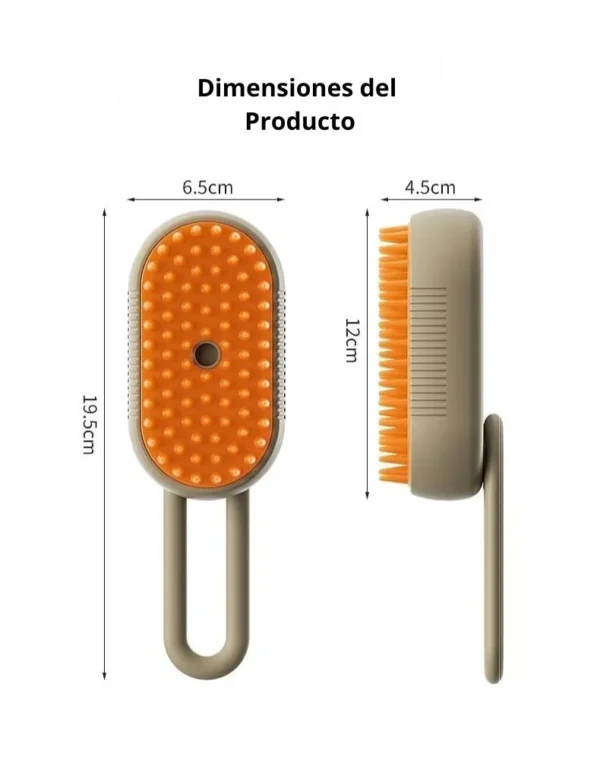 Dimensiones del dispensador de agua circulante/cepillo para gatos: 19.5cm de alto, 6.5cm de ancho y 4.5cm de profundidad